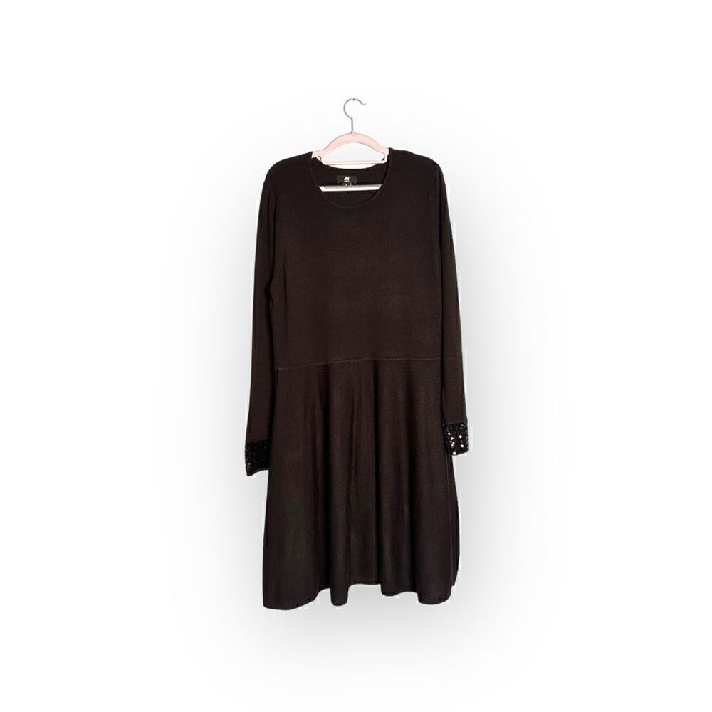 Jason Wu black sweater dress sequin sleeve cuffs women's size xl acrylic/nylon/s